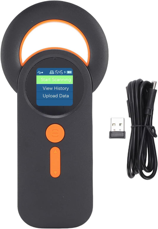 Fafeicy Animal Chip Scanner, EMID FDX B Pet Chip Reader with 1.44 Inch TFT Screen 240 Data Storage, for 134.2KHz 125KHz Glass Digital Tag Reading