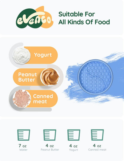 Slow Feeder Bowl Bundle: Light Blue Frozen Lick Mat (6.0" x 1.0") + Mint Green Starry Sky Feeder (4.3" x 2.9"), Freeze-Friendly Lick Bowl with Suction Cups for Enrichment and Anxiety Relief