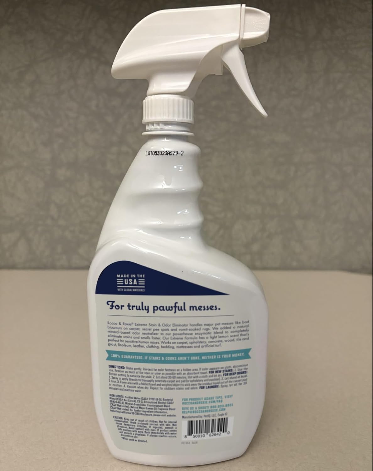 Rocco & Roxie Extreme Stain & Odor Eliminator for Strong Odor, Pet Urine Enzyme Cleaner Destroyer, Stain Remover, Dog Poop and Cat Pee, Enzymatic Carpet Cleaner Spray for Home, Puppy Potty Training