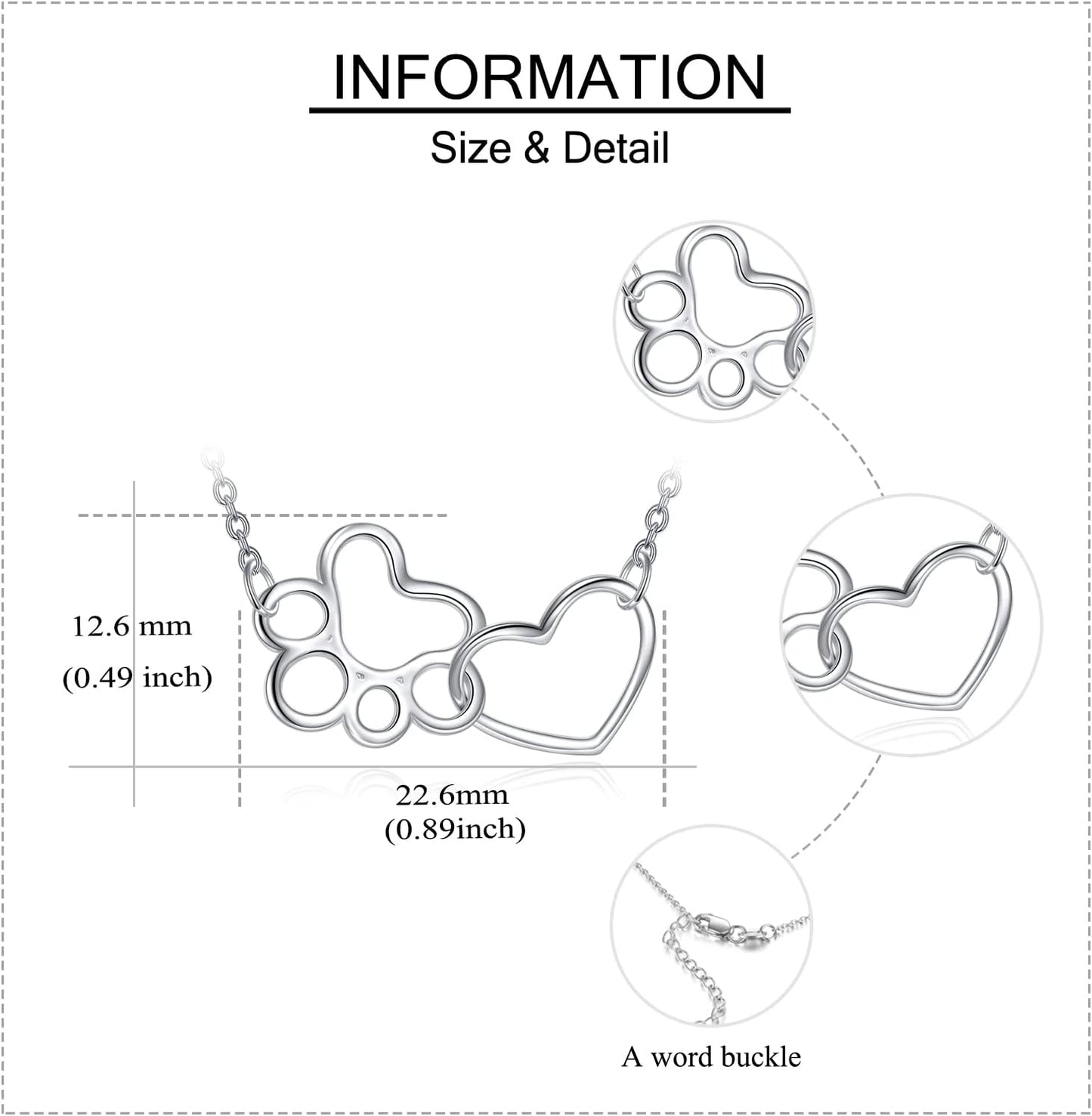 ONEFINITY Paw Print Necklace 925 Sterling Silver Cat Dog Paw Pendant Jewelry for Women Pet Lover Gifts