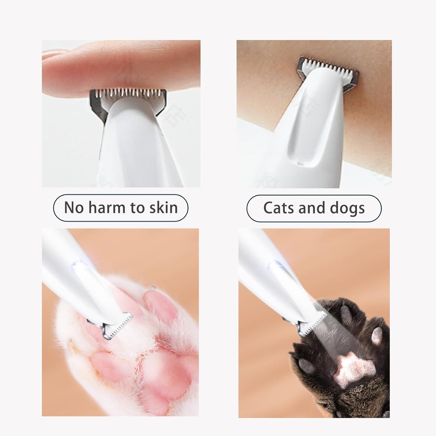 Pet Trimmer, Electric Multifunctional Pet Hair Clippers, Waterproof Rechargeable Shaver with LED Light, Low Noise Trimmer for Paws Eyes Ears Face Buttocks for Large/Small Dogs and Cats