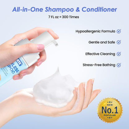 Waterless No Rinse Dog Dry Shampoo Spray for Smelly Dogs, Hypoallergenic & pH-Balanced, Deodorizing, Sensitive Skin Care, Safe for Puppies & Cats, Clean, Condition & Freshen