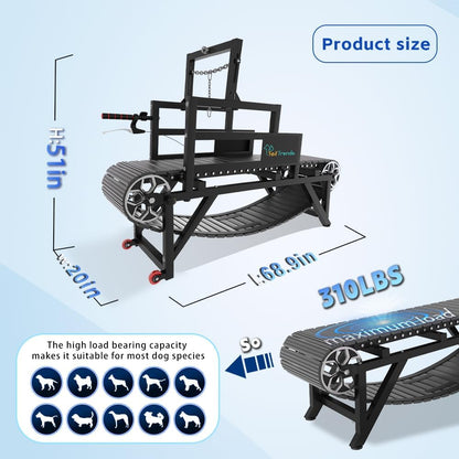Dog Treadmill: Multi-Functional with Brake & Resistance Adjustment, Suitable for Large & Medium Dogs, Supports Up to 300 lbs, Easy to Move Indoors & Outdoors - Dog Treadmill for Healthy Exercise