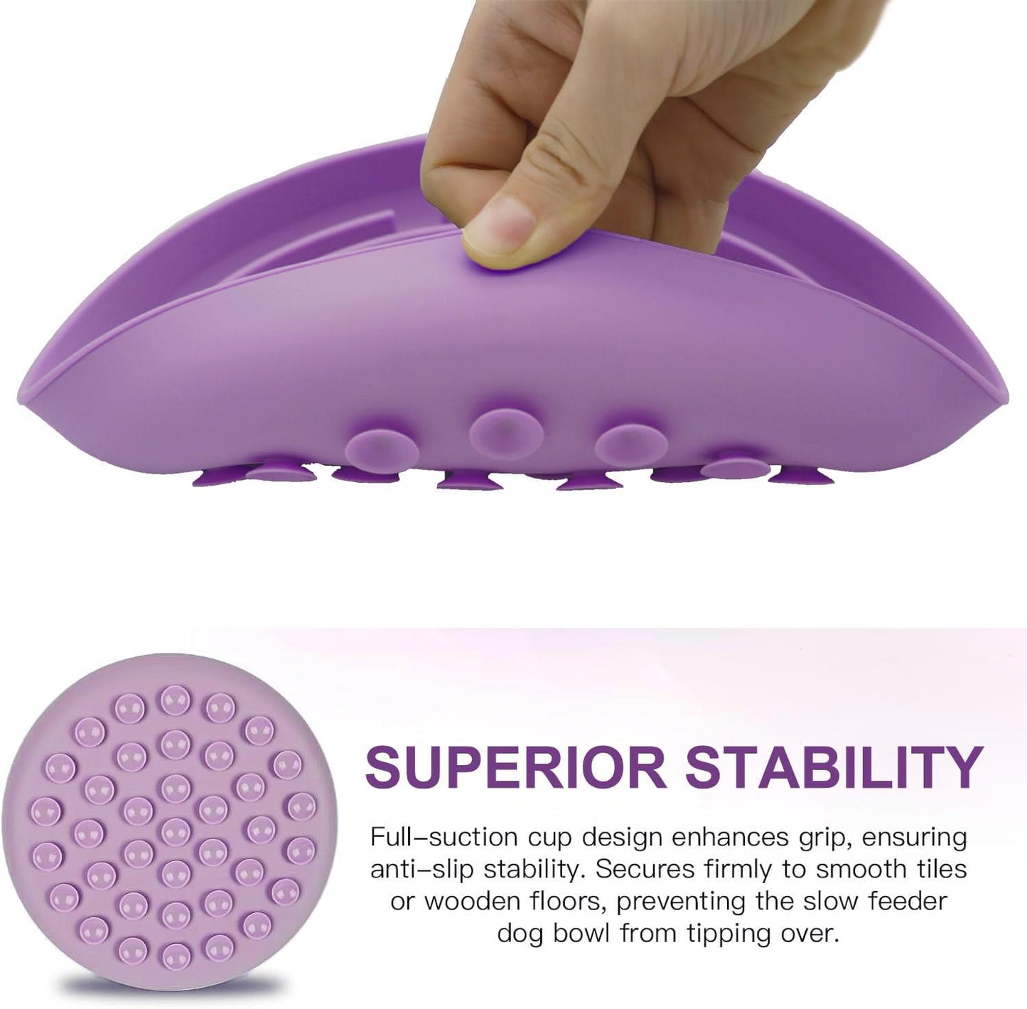 Slow Feeder Dog Bowls, Interactive Silicone Dog Feeding Bowls for Dogs & Cats, Slow Feeder Non-Slip with Suction Cups, Anti-Choking, Non BPA, Reduces Boredom, Anxiety, Dishwasher Microwave Safe