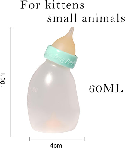 Kittens Feeder Bottle, Silicone Feeding Nipple and Syringes for All Breed Kittens and Small Animals Dongdong pet