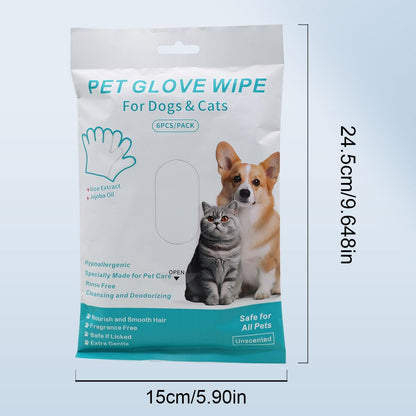 Pet Cleaning & Grooming Wipes Glove – Dual‑Side Pet Grooming Mitt for Dogs & Cats – Quick Fur & Dirt Removal, Gentle Natural Formula (Coconut Oil, Oat & Aloe), Soft & Moisturizing