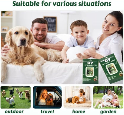 20-Pack Extra Thick Pet Cleaning Glove Wipes with Lid | Value Pack Dog & Cat Grooming Gloves | Rinse-Free Bath Wipes with Coconut, Aloe & Jojoba for Odor Control & Daily Care