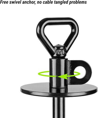 SELEWARE Dog Tie Out Stake Outdoor Anti-Rust Ground Anchor for Large Dogs up to 220 lbs, Free Swivel Dog Stake Dog Camping Gear Twist Rod Included