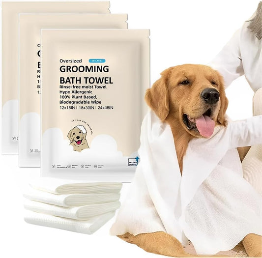 Toner Depot XL Pet Grooming Bath Wipes, Huge Rinse-Free Towels for Cleaning and Deodorizing Plant-Based Hypoallergenic Wipes for Dogs and Cats, 3 Pack (XXL 24x48)