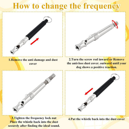 4 Pack Dog Whistle to Stop Barking Neighbors Dog with Lanyard Adjustable Ultrasonic Silent Dogs Recall Whistles(Black and White)