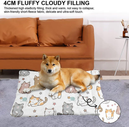 Ultra Soft Cat Bed with Anti-Slip Bottom, Cute Cats Dog Things Dog Sleeping Pad Catbed Cozy Mattress for Indoor& Outdoor Sofa Cars, Machine Washable 24 X 36 Inch