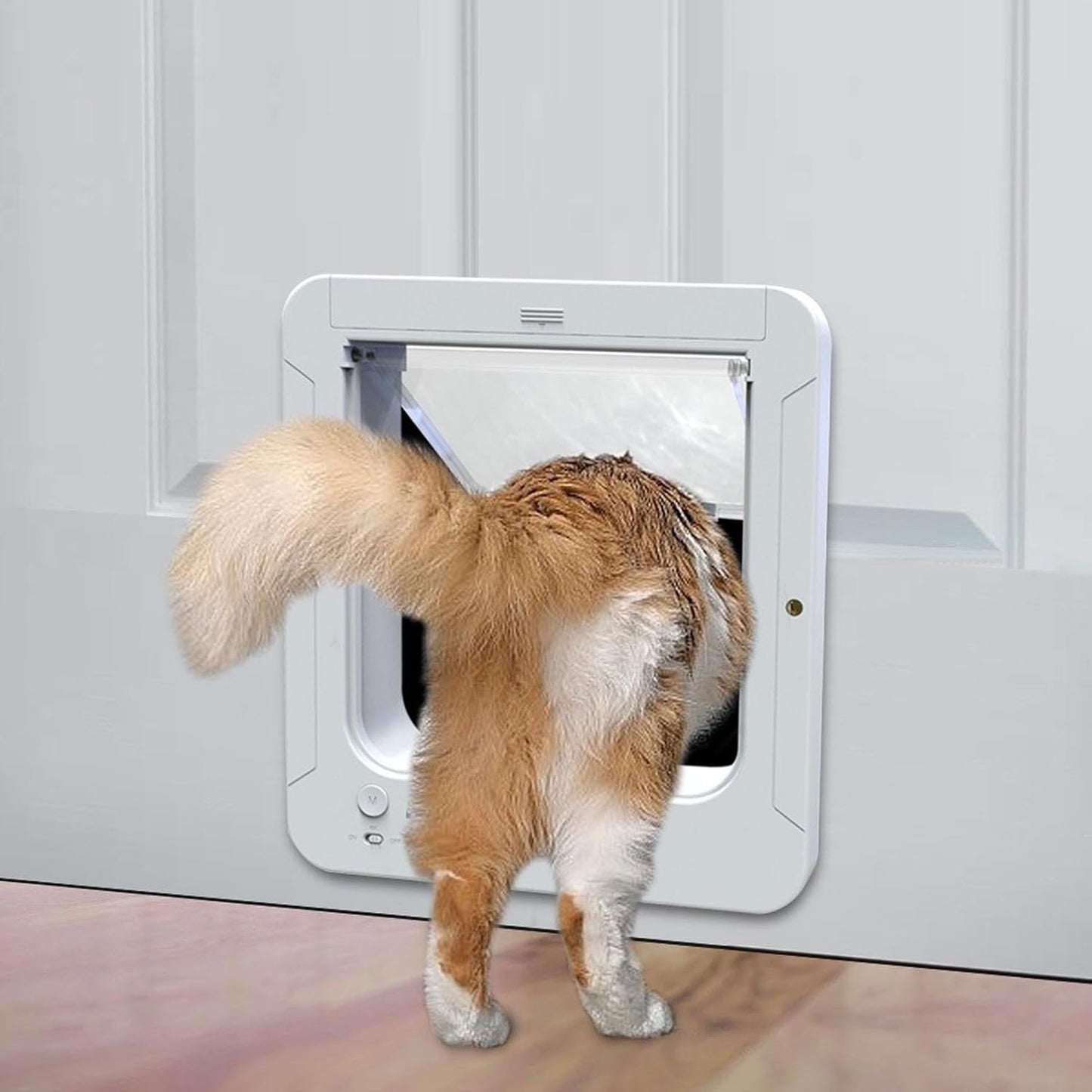 Smart Cat Door Automatic Sensing Tech with Seamless Pet Navigation, 2 Way Entry Exit Options, Easy to Install & Use,Easy Clean Plastic, Multiple Safety Guards for Home