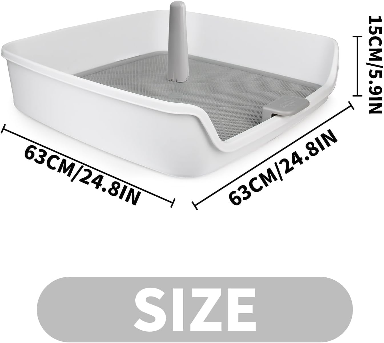 ALL FOR PAWS Dog Pee Pad Holder with Removable Post, 23.6" Indoor Dog Potty Training Tray, Puppy Toilet Litter Box for Small to Medium Sized Dogs