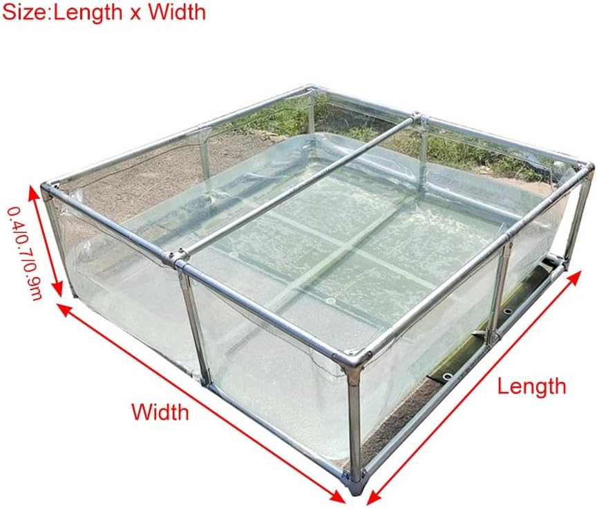 Above Ground Koi Pond with Clear Viewing Window & Drain Valve - PVC Canvas & Steel Frame Large Aquarium Tank for Fish, Turtle Farming - Easy Assembly Display Show Pool(Clear-0.7m,2x2m)
