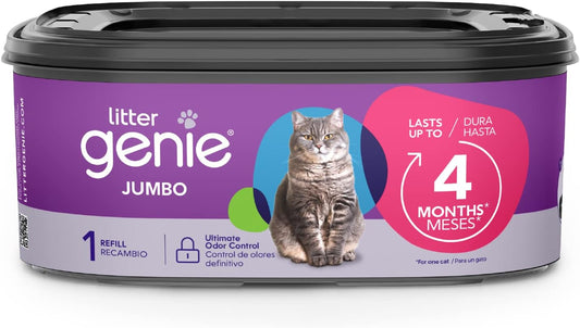 Litter Genie Refill Bags | Jumbo 1-Pack, 28 total ft | Up to 4 Months of Supply in 1 Cartridge | Ultimate Odor Control Cat Litter Bags