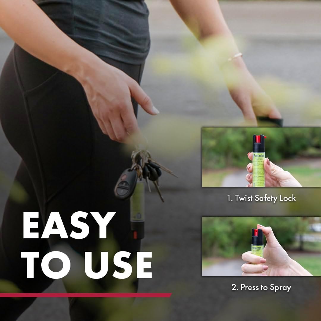 SABRE Protector Dog Spray with Key Ring, 14 Bursts, 12-Foot (4-Meter) Range, Humane Dog Attack Deterrent, Maximum Strength Allowed By EPA