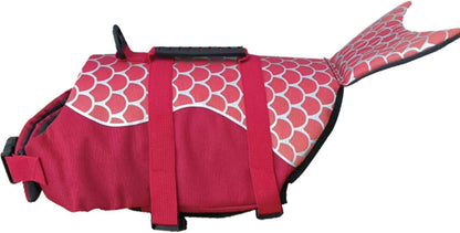 Dog Life Vest Adjustable - Shark Design Puppy Life Jacket for Swimming & Boating, High Buoyancy & Rescue Handle, Small/Medium/Large Dogs, Enhanced Visibility (Red Mermaid, XS(Weight 2-4kg))