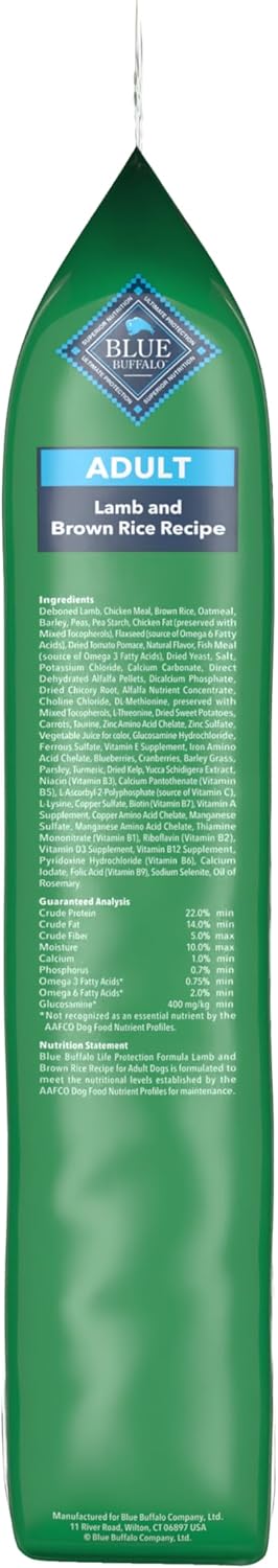 Blue Buffalo Life Protection Formula Adult Dry Dog Food, Helps Build and Maintain Strong Muscles, Made with Natural Ingredients, Lamb & Brown Rice Recipe, 24-lb. Bag