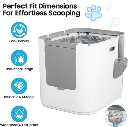 4 Pack Top-Entry Liners Compatible with Modkat XL Litter Box, Reusable Litter Box Liner Type C with Carrying Handles, Waterproof & Scratch-Resistant Liner for Cat Litter Box