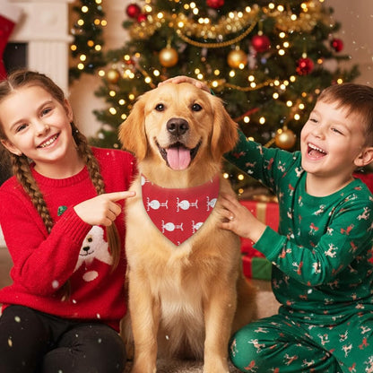 4 Pack Christmas Dog Bandana, Dog Christmas Scarf, Triangle Santa Claus Scarf Adjustable Bib for Medium Large Dogs Outfit (L)