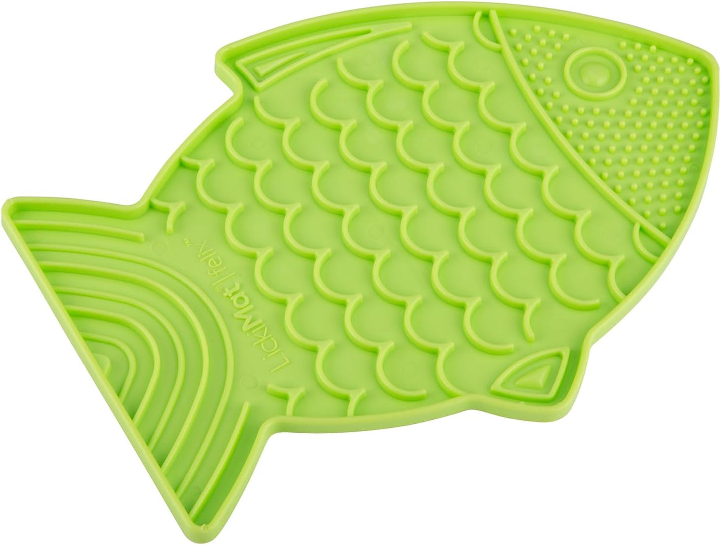 LickiMat Felix, Fish-Shaped Cat Slow Feeders Lick Mat, Boredom Anxiety Reducer; Perfect for Food, Treats, Yogurt, or Peanut Butter. Fun Alternative to a Slow Feed Cat Bowl or Dish, Green