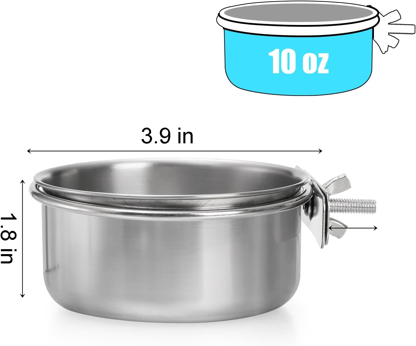 Okllen 4 Pack Bird Feeding Dish Cups, Detachable Stainless Steel Bird Food Bowls with Clamp for Chinchilla Parrot Cockatiel Conure Budgies Parakeet Small Animal