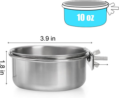 Okllen 4 Pack Bird Feeding Dish Cups, Detachable Stainless Steel Bird Food Bowls with Clamp for Chinchilla Parrot Cockatiel Conure Budgies Parakeet Small Animal