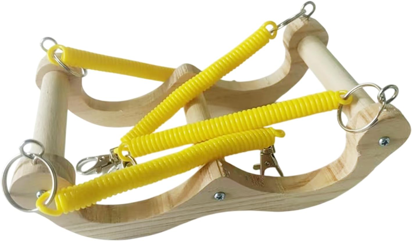 Visibility Cage Toy, Swing Wooden Spring Swing Toy for Shotet - Fun Cockatoo Hammock, Bird Feeder Activity Accessory for Waveless Lovebirds