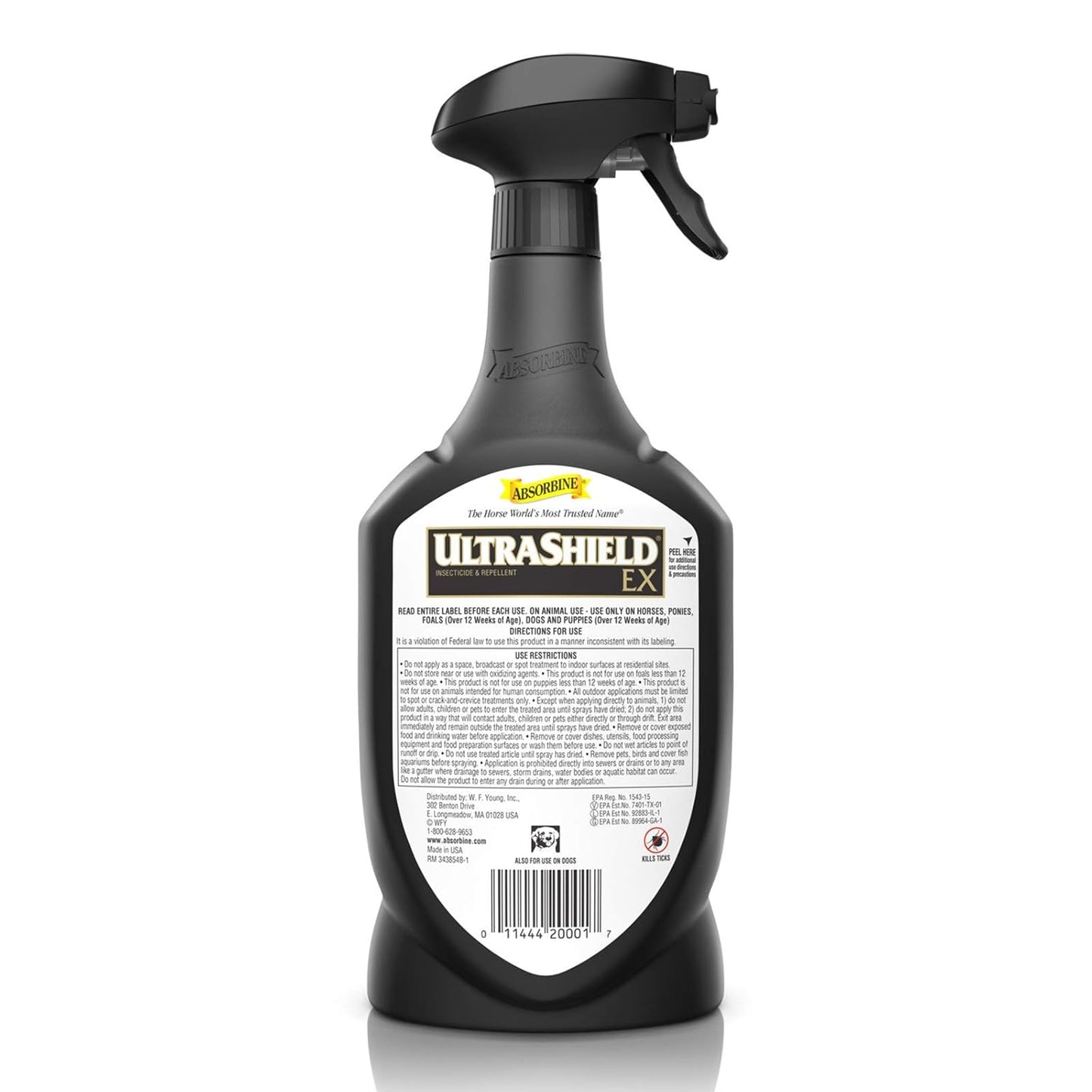 Absorbine UltraShield EX 32oz Sprayer Insecticide, Kills & Repels Flies, Mosquitoes, Ticks, Fleas, Lice, Use on Horses, Dogs, Premises