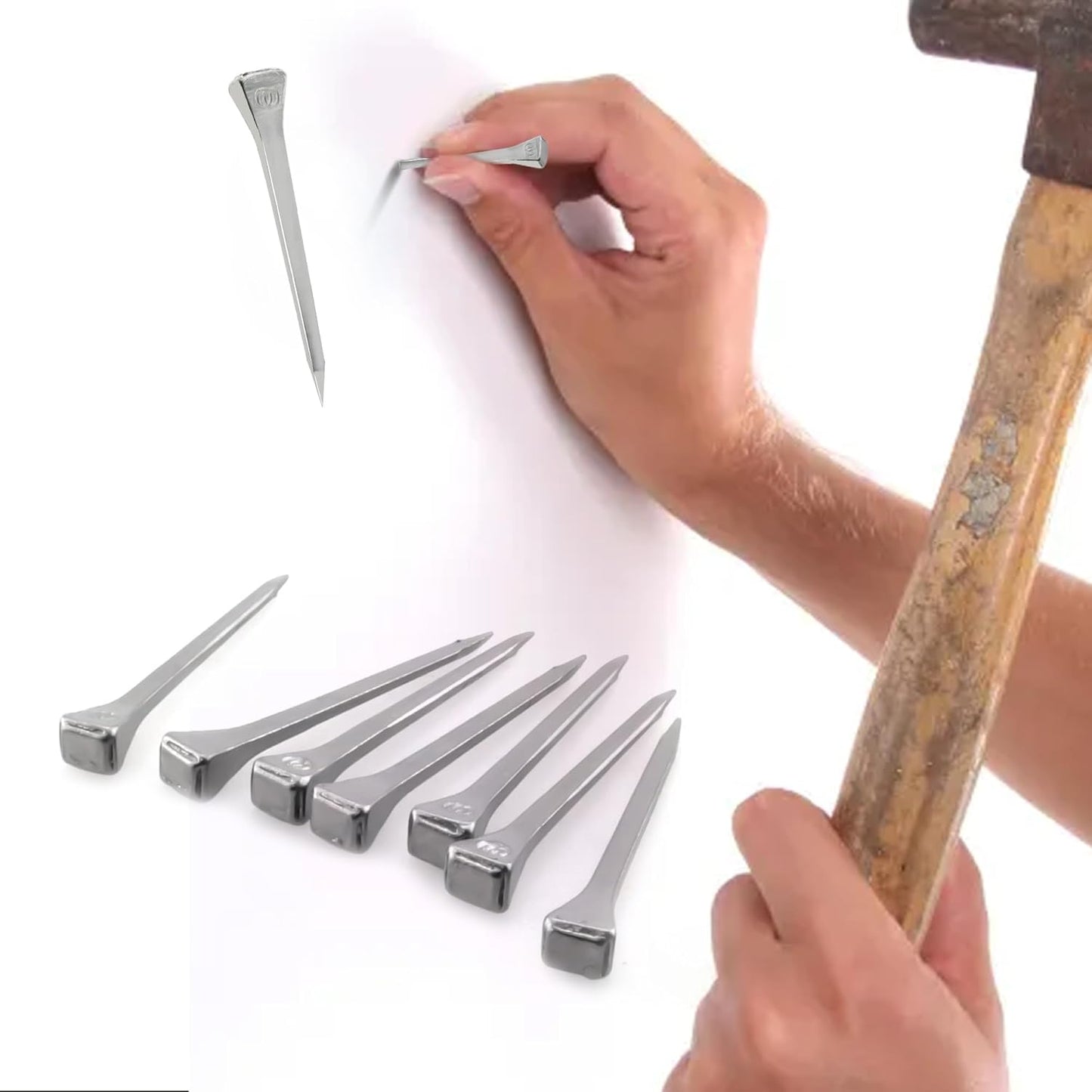 250pcs E6 Horseshoe Nails 2.1 Inch Stainless Steel Horseshoe Nails Nails Horse Hoof Nails Horseshoe Tools for Stained Glass,Horse Training Equestrian Sports