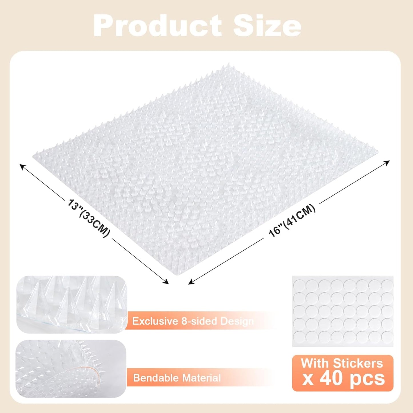 Uross Scat Mat for Cats -10PCS Deterrent Mat with Spikes Indoor Cat Repellent Mat Outdoor Scat Spikes Mat Indoor Cat Countertop Deterrent Keep Cats Off Counter