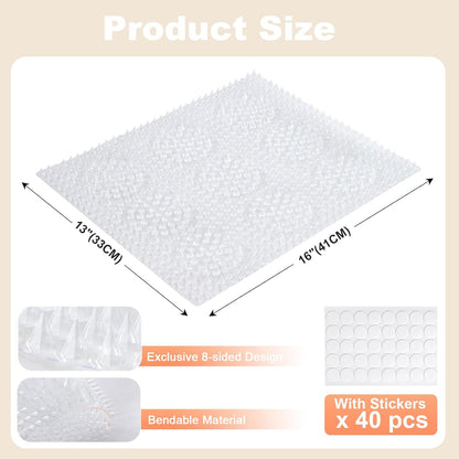 Uross Scat Mat for Cats -10PCS Deterrent Mat with Spikes Indoor Cat Repellent Mat Outdoor Scat Spikes Mat Indoor Cat Countertop Deterrent Keep Cats Off Counter
