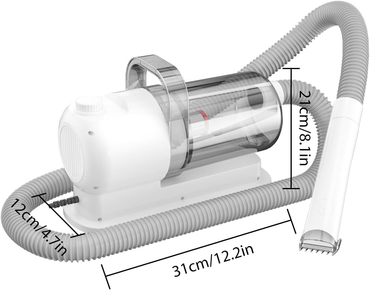 Pet Grooming Kit, 5 in 1 Dog Grooming Vacuum with Electric Clipper and 4 Adjustable Combs, Low Noise Design for Dogs Cats Home Cleaning 2.5L Dust Container (US Plug 110V)