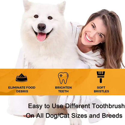 10 Pack Pet Dog Toothbrush, 2 Triple Head Pet Toothbrushes 3 Double Head Tooth Brush 5 Pack Finger Rubber Toothbrushes, Multi-Angle Dental Cleaning Brushes for Dog Cat Oral Dental Health