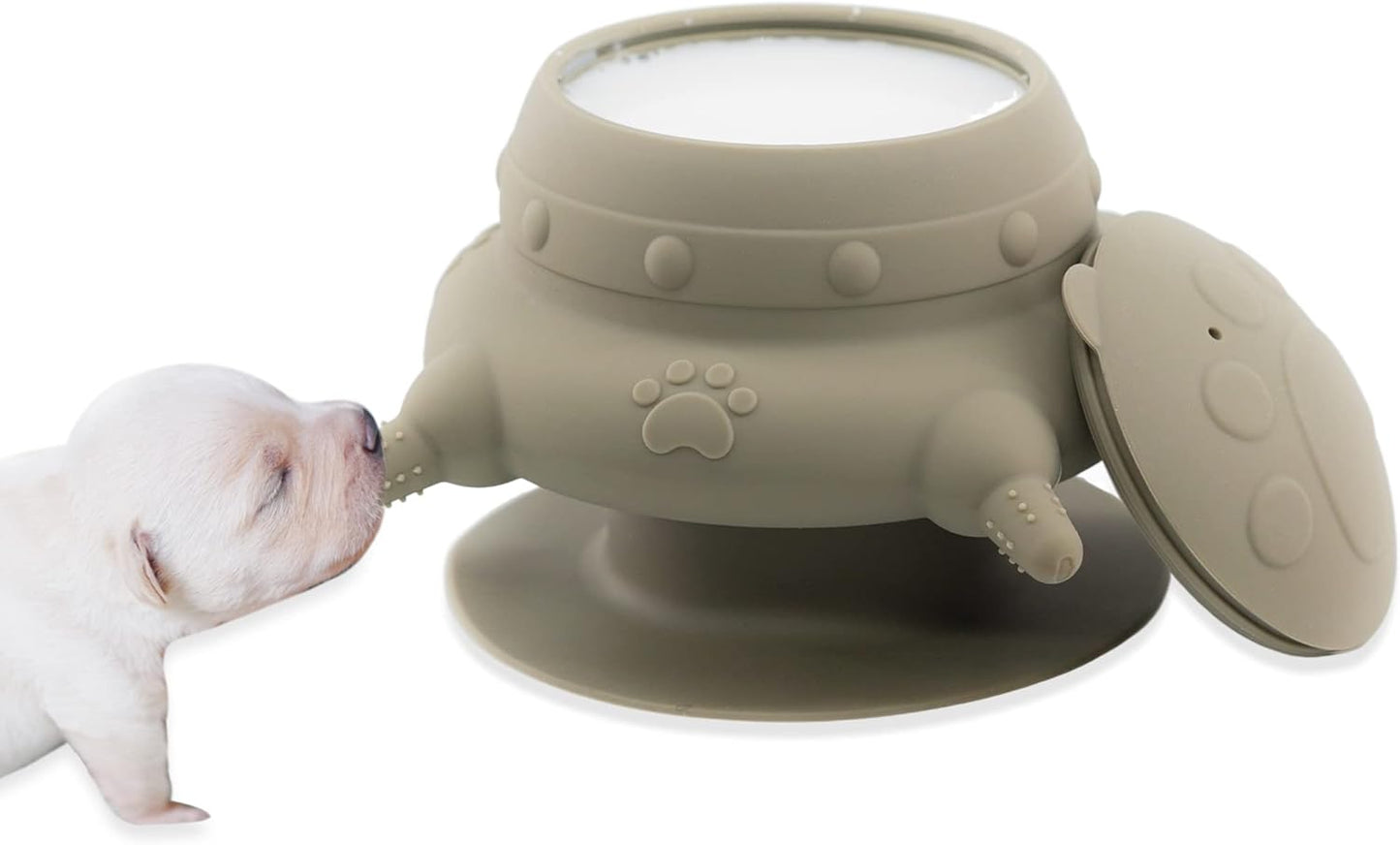 Puppy Bottles for Nursing,Puppy Milk feeders for Multiple Puppies Nipple,Puppy Feeder Milk Bowl,Feeder Bowl for Kittens,Grey