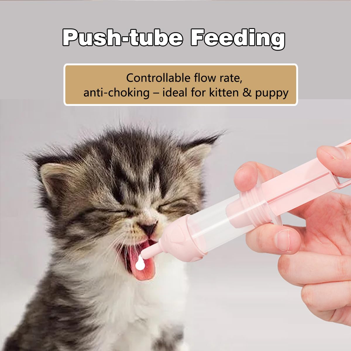 LogFaadCoi Kitten Bottle Feeding Kit for Nursing, Milk Bottles for Feeding Newborn Puppies,Anti-chocking Design,with 2 Syringes and 10pcs Replaceable Nipples (Purple)