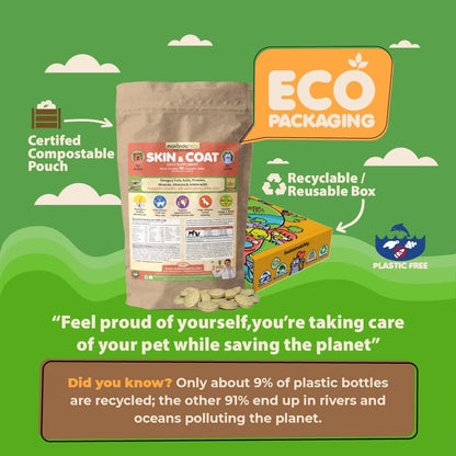 Skin and Coat Supplement with Fish Oil and Omega 3 for Dogs and Cats - Dog Itch Relief Pet Supplement for Shedding, Dry Itchy Skin and Allergies - Dog Allergy Treatment Vitamins (90 Tabs)