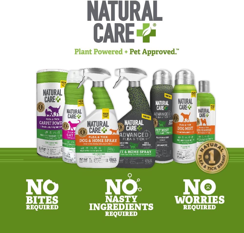 Natural Care Flea and Tick Carpet Powder, Flea & Tick Treatment for Rugs, Carpet, and Pet Bedding, Pet Essential, Pest Prevention, 8.1 oz Canister