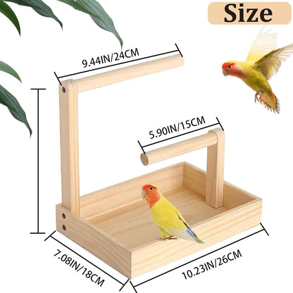 Large Macaw Perch Stand for Desk, Bird Desktop Stand Platform, Natural Wood Parrot Playground Play Stand Training, Parakeet Enrichment Gym for Budgie Cockatiel Conure Lovebird