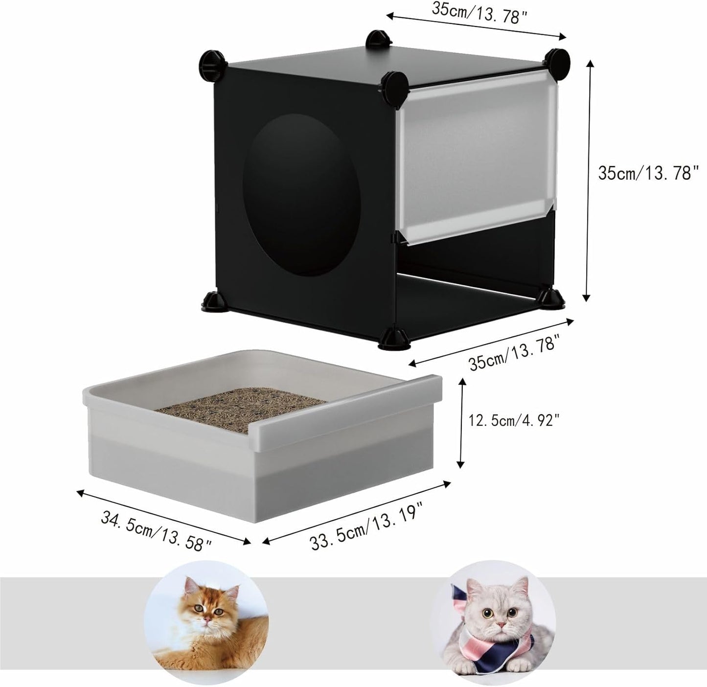 Cat Litter Box with Lid Indoor: Enclosed Litter Box with Cover for Multiple Cats Kitty, DIY Litterbox for C&C Grid Cat Cage