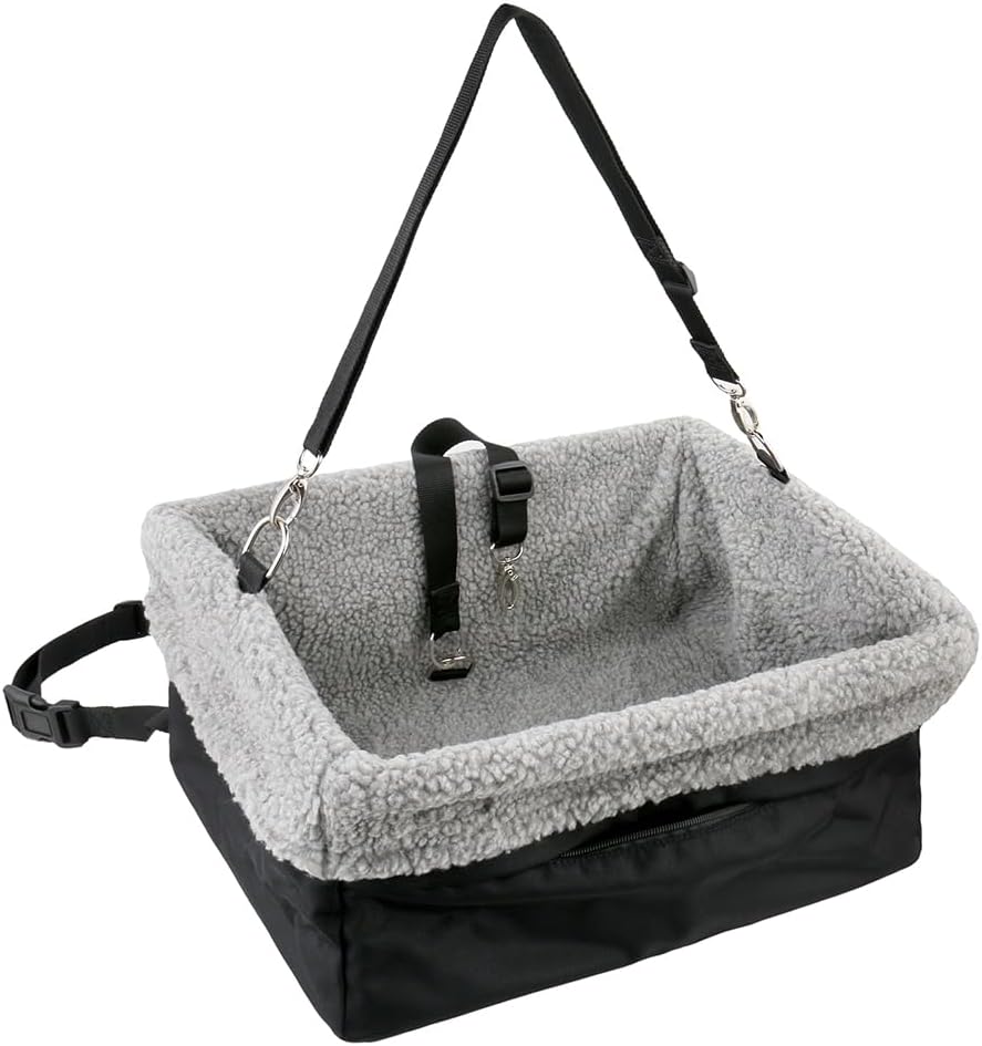 Deluxe Dog Car Seat Fits Pets up to 15lbs, Dog Booster Seat, Padded Cushioning, Adjustable Straps, Metal Frame Encasing, Installs in Seconds, Collapsible Canvas and Easy to Clean