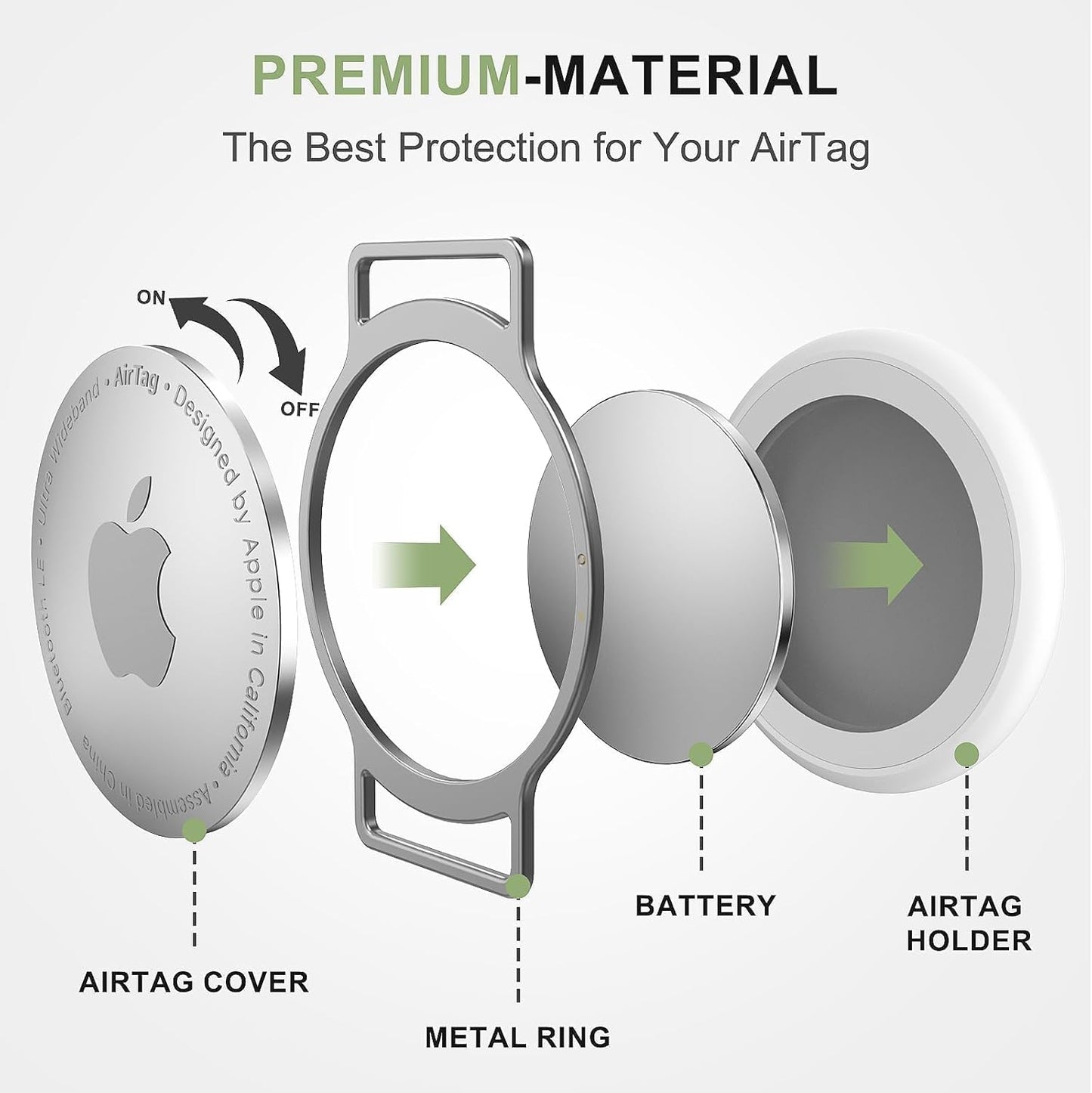 Stretchy AirTag Cat Collar, Cat Collar with Apple Air Tag Holder, Stepless Adjustable GPS Pet Collar for Cats Kittens，Green