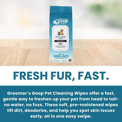 Groomer’s Goop Pet Cleaning Wipes – Gentle, Alcohol-Free Formula with Acai Extract for Dogs & Cats, Safely Cleans & Deodorizes Fur, Supports Skin Health, Great for Puppies & Kittens – 100 Count Pack
