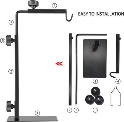 Reptile Lamp Stand, Adjustable 16-31 Inch Domes Heat Lamp Metal Bracket Floor Light Holder for Reptile Terrarium Lighting Heating Light and Dome lampshade, Large