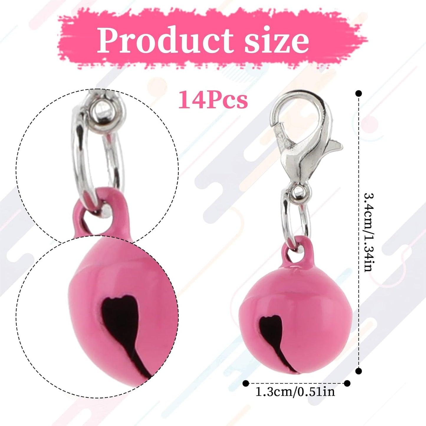 14 Pack Bells for Cat Dog Collars Charms Colourful Pet Small Bells with Clasps Cat and Dog Round Bell Pet Collar Accessories for Collars