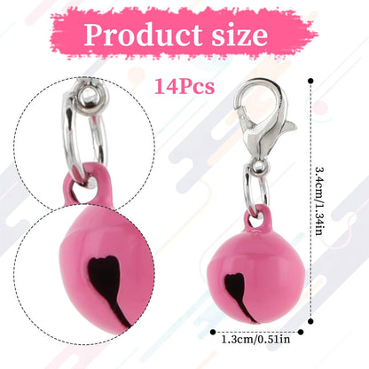 14 Pack Bells for Cat Dog Collars Charms Colourful Pet Small Bells with Clasps Cat and Dog Round Bell Pet Collar Accessories for Collars
