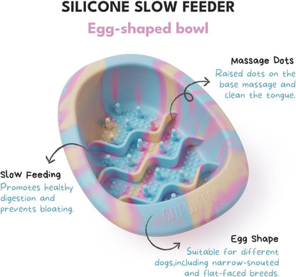 CHEWFFON Interactive Dog&Cat Lick Mat Bowls, BPA-Free Silicone Dog Slow Feeder Bowl with Suction Cups, Non Slip Food Bowl for Dogs and Cats, Reduces Boredom and Anxiety, Dishwasher Safe, Rainbow Small