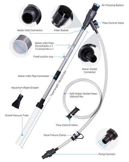 SEAOURA Aquarium Thermometer & Aquarium Vacuum Cleaner