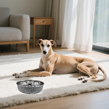 Diamond Slow Feeder Dog Bowl, Stainless Stee Full Rhinestone Pet Food Bowl, Luxurious Pet Feeder for Fast Eaters & Large Breed Dogs