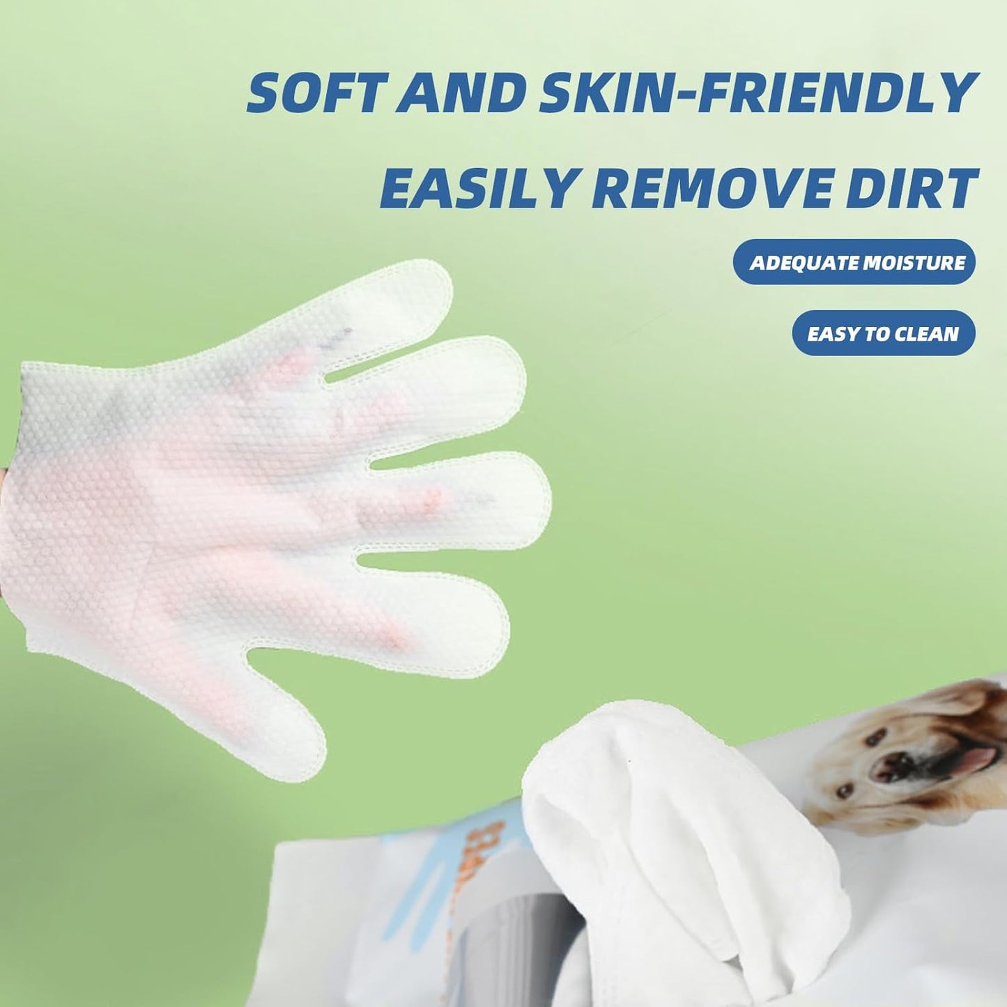Pet Glove Wipes for Dogs 6 PCS, Disposable Dog Bathing Gloves for Paws, Face, Butt, and Body, Pet Cleaning Wipes Deodorizing & Hypoallergenic, Rinse Free Grooming Wipes for Cats & Puppies